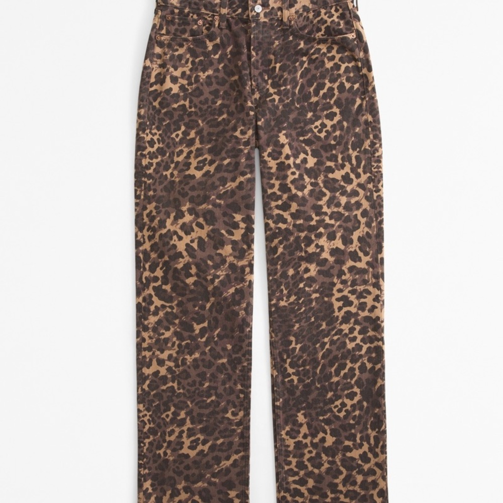 Abercrombie low rise baggy leopard jeans